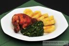 Recept Grilované kuře z trouby - grilované kuře s bramborovým knedlíkem a špenátem - návrh na servírování